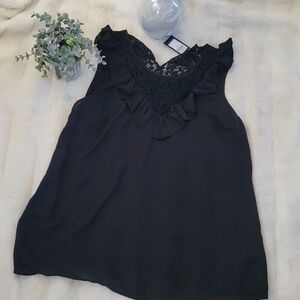 NWT City Chic Black Lace romance Top XS Plus Size Or 14/16